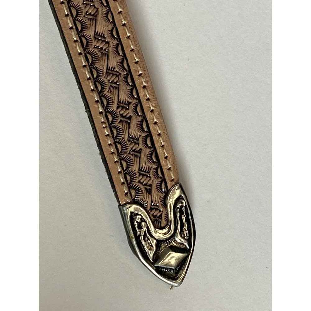 Hand Tooled Belt Size 24 Genuine Leather Rocky Creek By Tex Tan Vintage Made USA